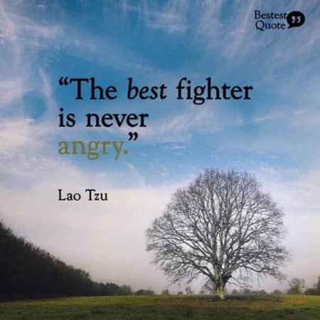 The best fighter is never angry. Lao Tzu