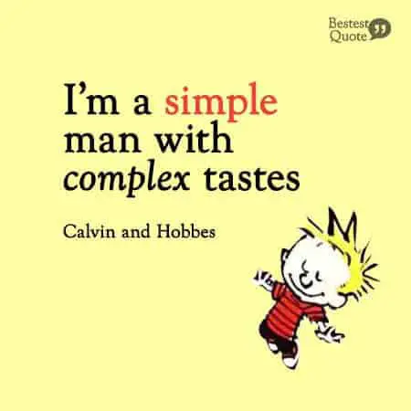 I'm a simple man with complex tastes. Calvin and Hobbes