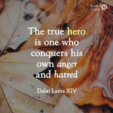 True hero is one who conquers his own anger and hatred. Dalai Lama