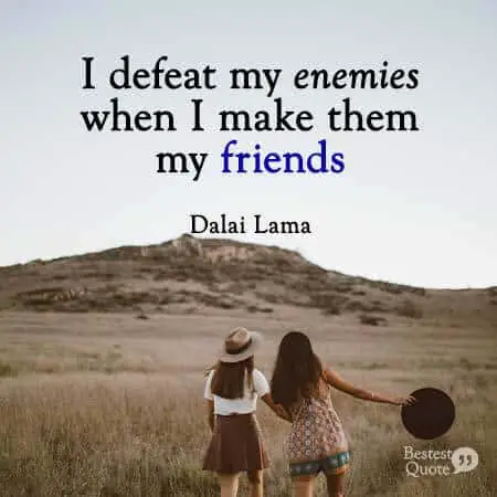 I defeat my enemies when I make them my friends. Dalai Lama