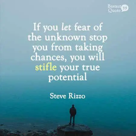“If you let fear of the unknown stop you from taking chances, you will stifle your true potential.” Steve Rizzo 