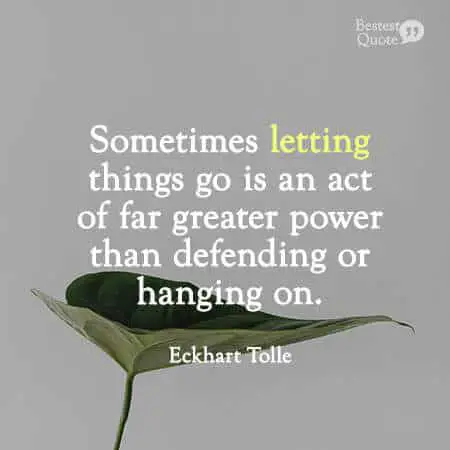 "Sometimes letting things go is an act of far greater power than defending or hanging on." Eckhart Tolle