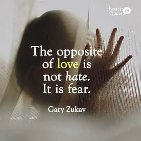 "The opposite of love is not hate. It is fear." Gary Zukav