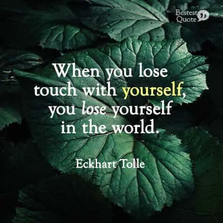 "When you lose touch with yourself, you lose yourself in the world." Eckhart Tolle