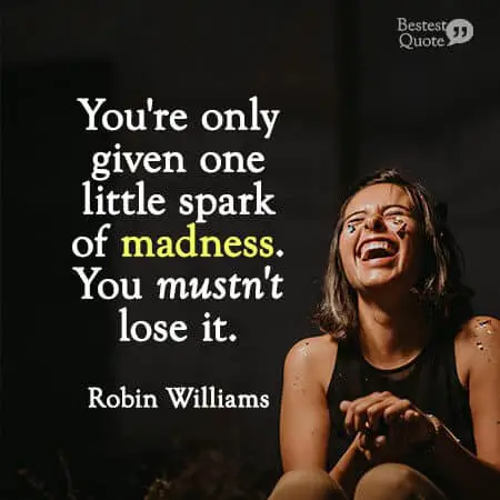 "You're only given one little spark of madness. You mustn't lose it." Robin Williams
